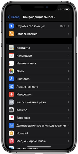 доступ к личным данным для приложений ios